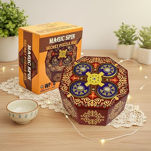 Caja de rompecabezas mágica con giro secreto - Portamonedas y tarjeta de regalo en una caja de madera IQ con cerradura complicada y compartimentos