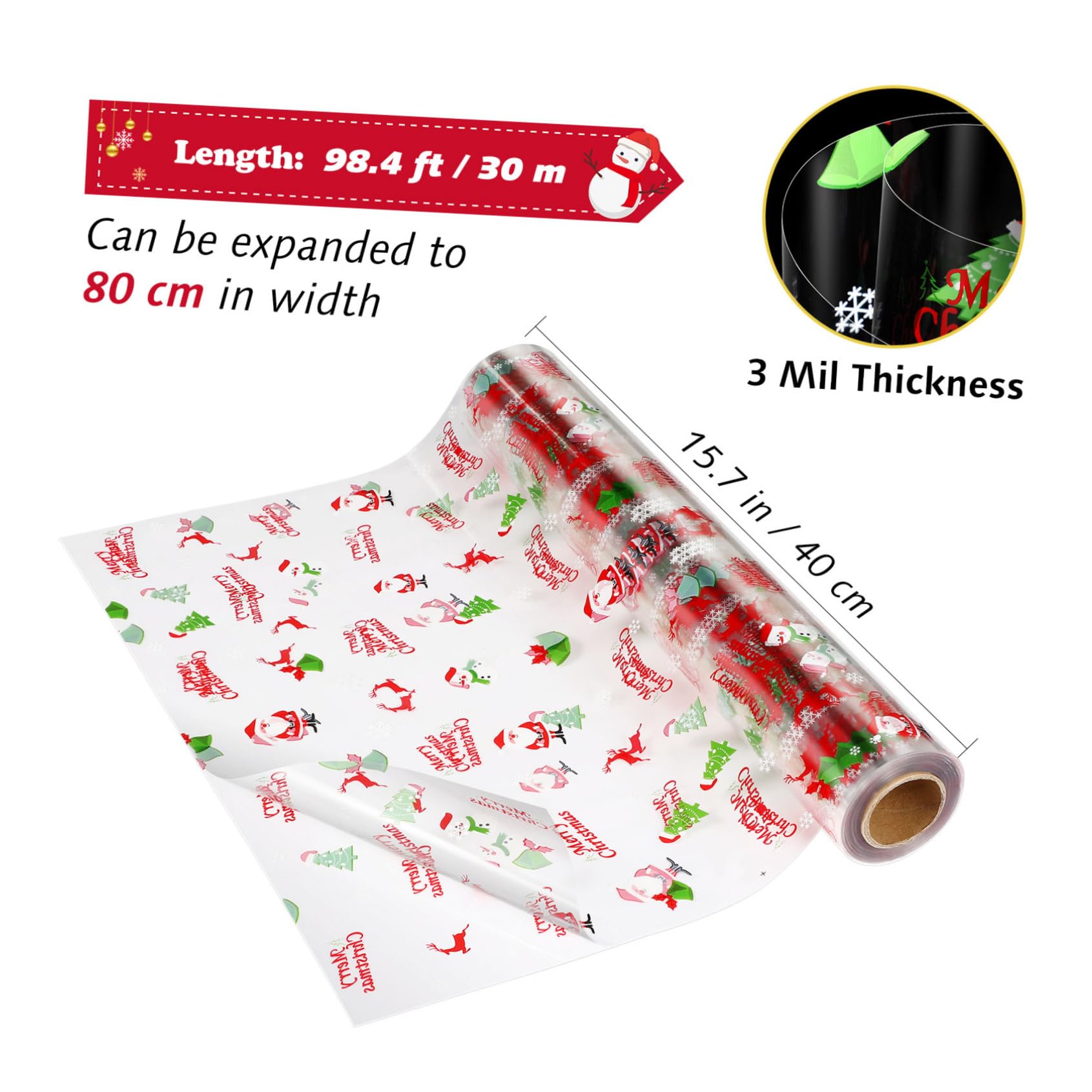 Toyvian Cellophane Trasparente Per Natale Di Carta Da Regalo Stampato Babbo Natale Per Confezionare Cesti Regalo Scatole e Oggetti Decorativi