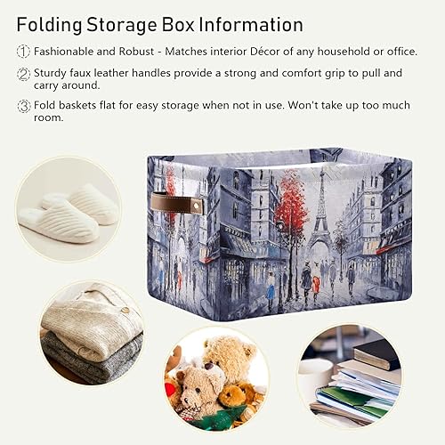 Miniatura 6 de Contenedor de almacenamiento de lona con patrón de flores de mariposa y animales, cesta de almacenamiento grande, caja de almacenamiento plegable