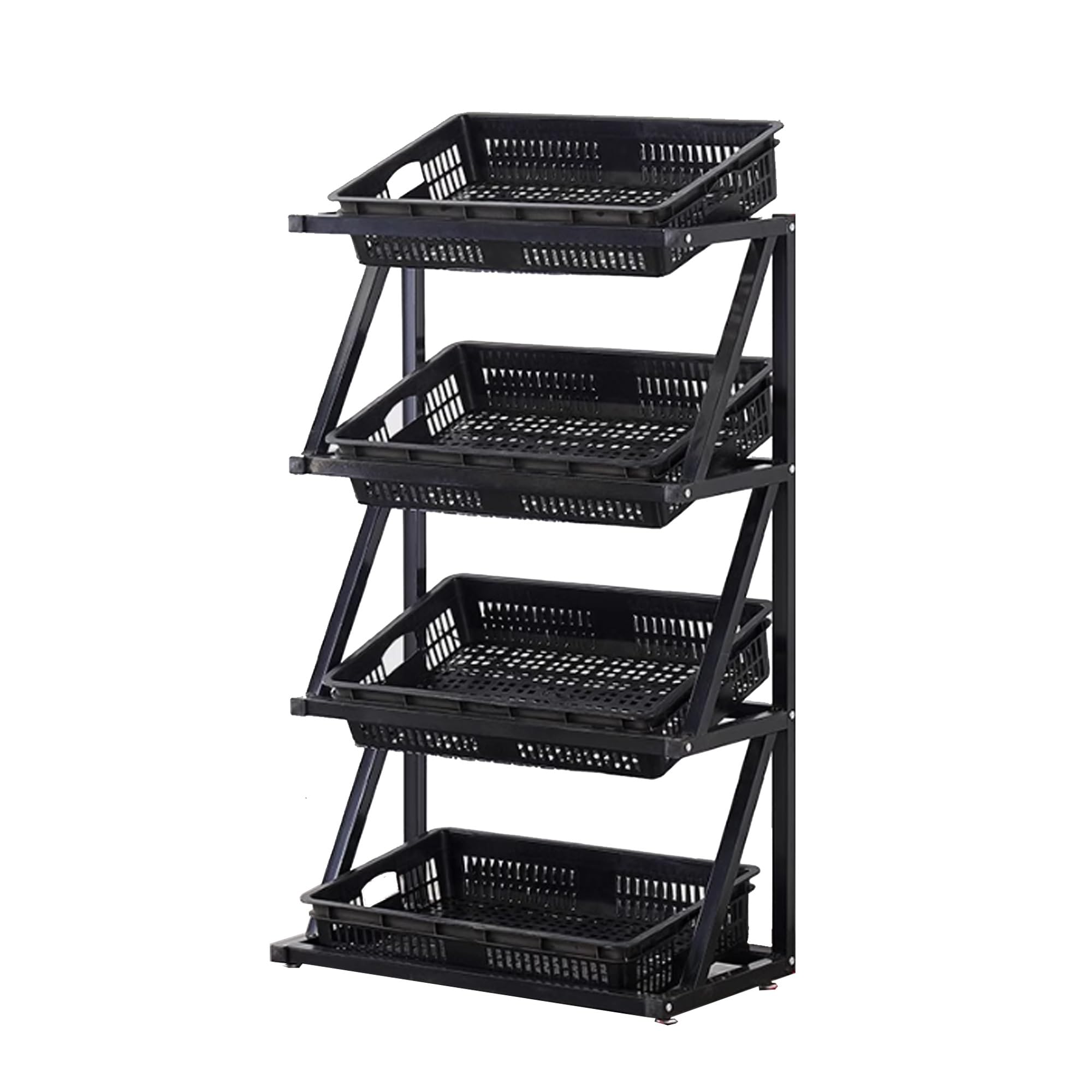 SaryEdge Versatile Retail Display Rack - Supermarket Shelf Organizer with Detachable Storage Box for Kitchen Pantry, Fruits, Onions, Potatoes, Chips - Black, 65x35x,Black-65 * 35 * 110cm