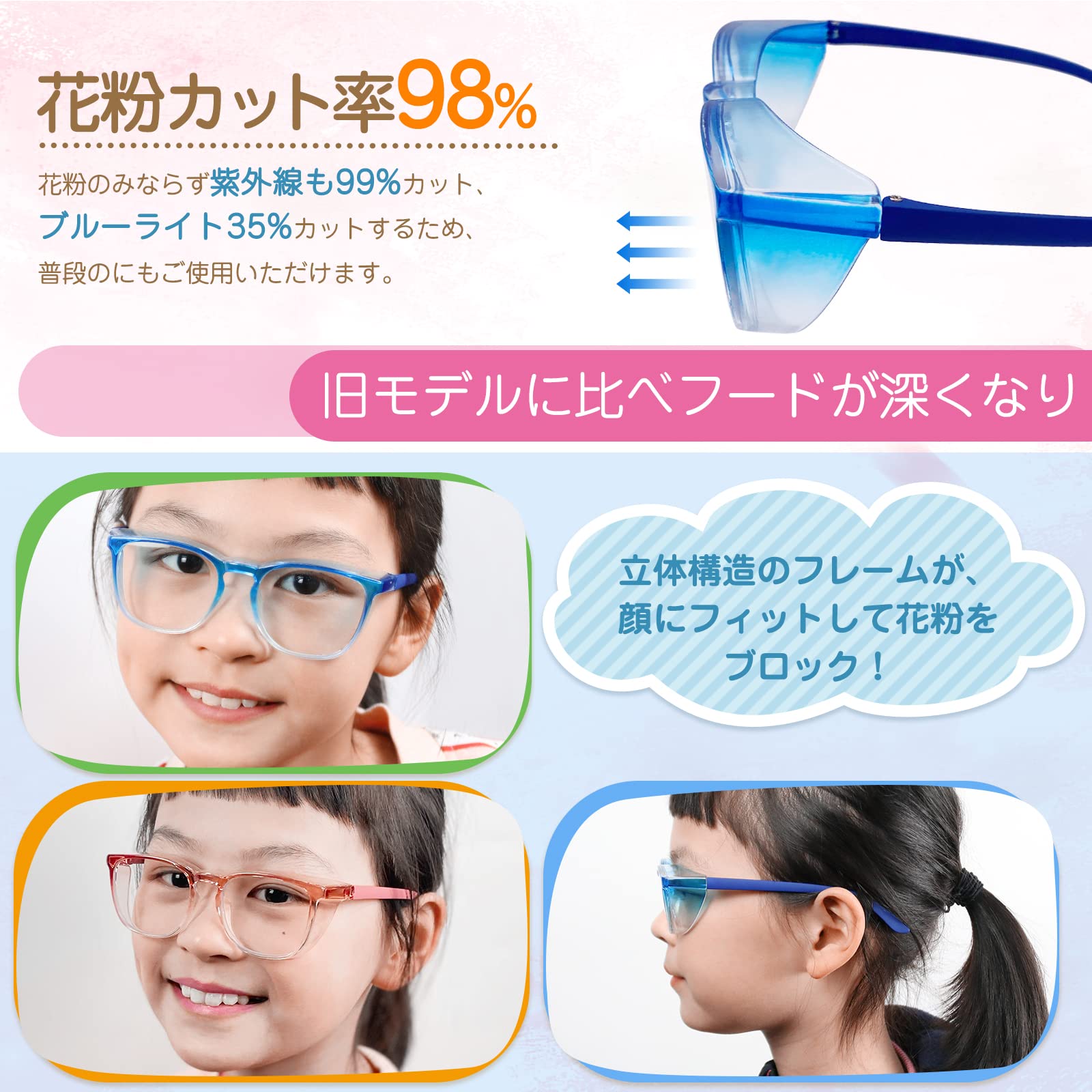 Amazon.co.jp: 花粉防止メガネ 花粉症 メガネ 子供用 3-14歳