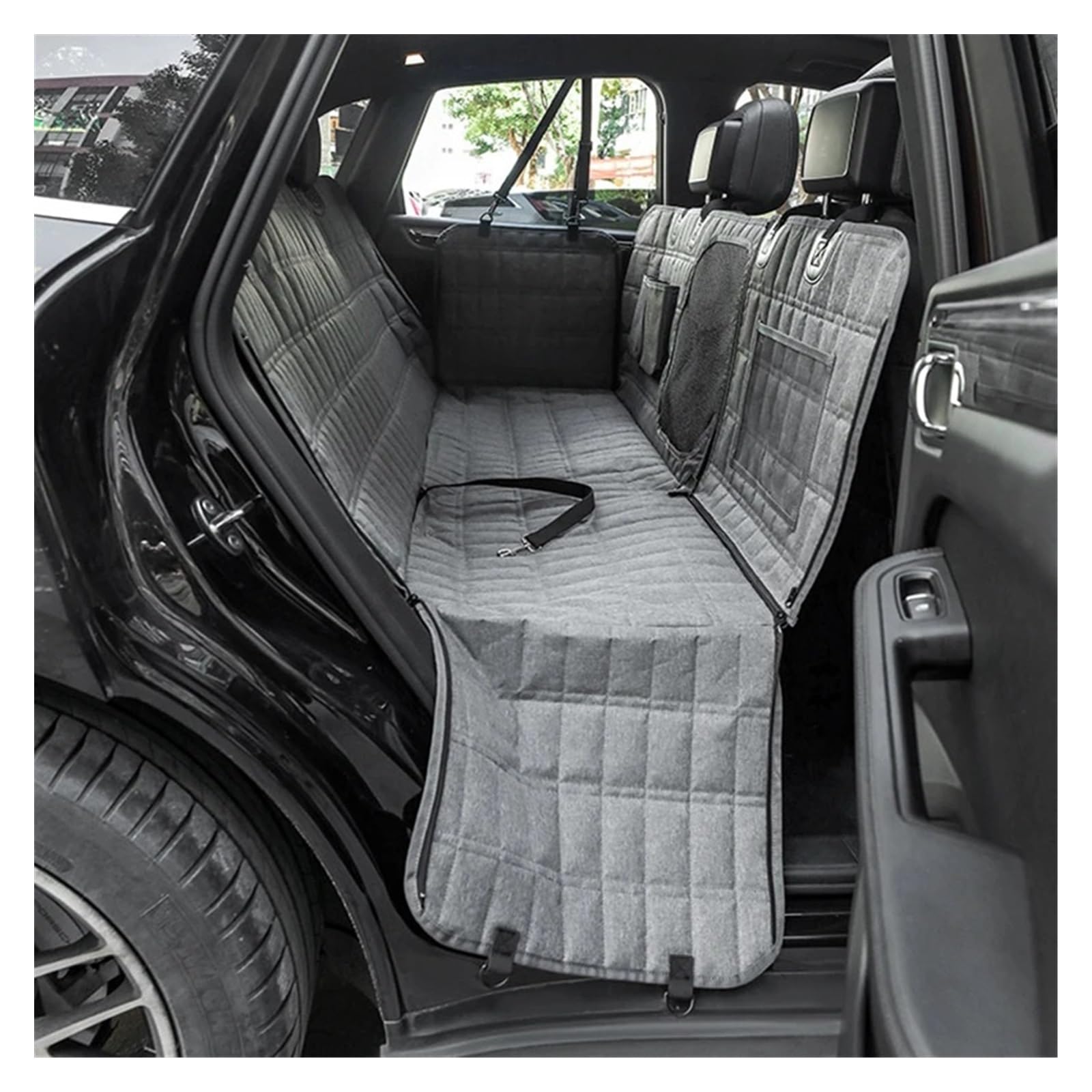 Funda para asiento de coche para perro con ventana de malla, hamaca para perro, impermeable, antideslizante, protector de asiento trasero para coche, camión, SUV (gris)