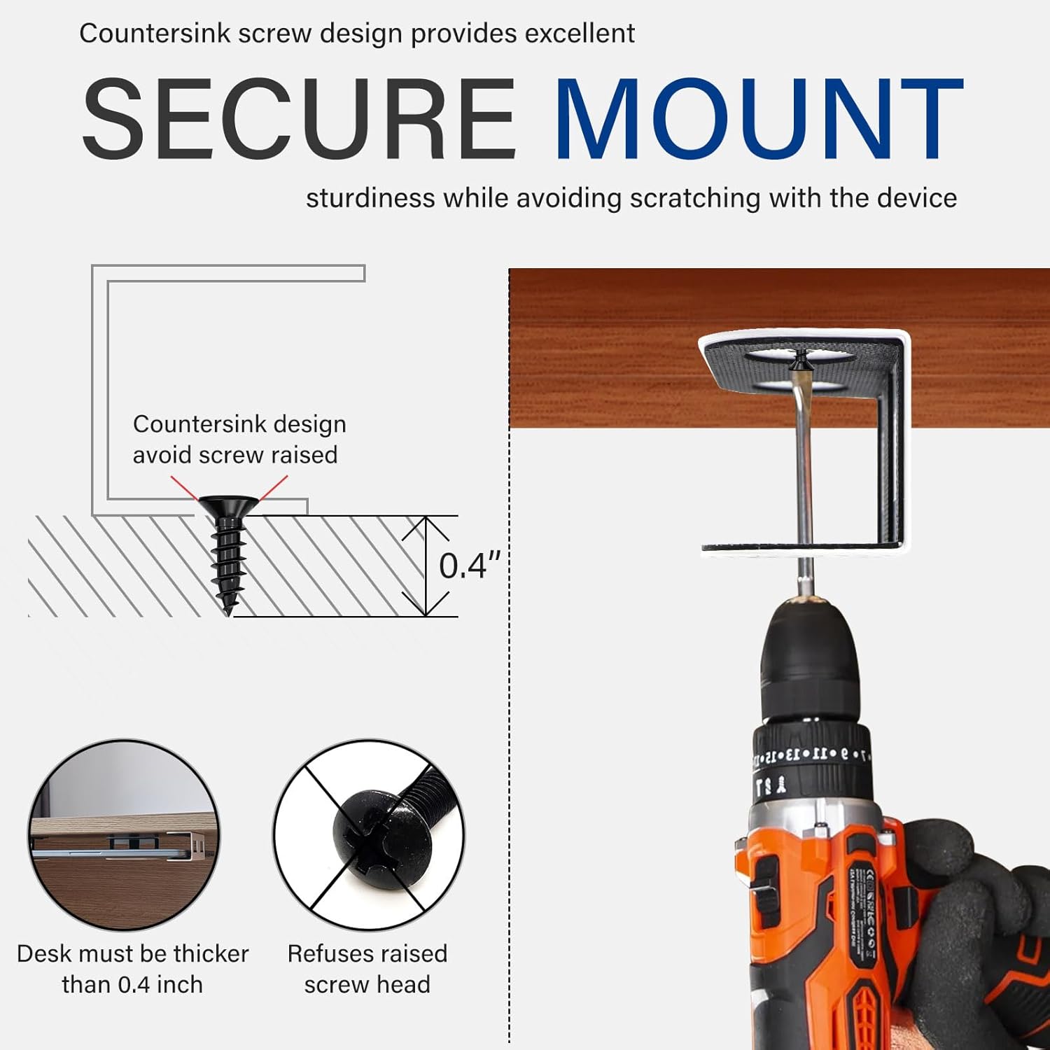 BYMECOST Under Desk Laptop Storage Mount, Metal Under Desk Device Holder, for Devices Up to 1.37" Thick, MacBook, Mini, Keyboard, Router, with Anti-Scratch Silicone (White) White 1.37" image 6 of 9 B0D3PQX15M