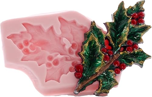 Holly Leaf - Molde de silicona flexible, fondant, caramelo, chocolate, apto para alimentos, arcilla polimérica, molde de resina, epoxi y mucho más