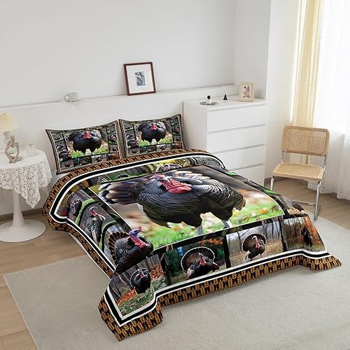 Miniatura 2 de Erosebridal Juego de edredón de pavo, tamaño King, juego de ropa de cama de faisán de aves silvestres, caza, pavo, edredón de plumón de granja,