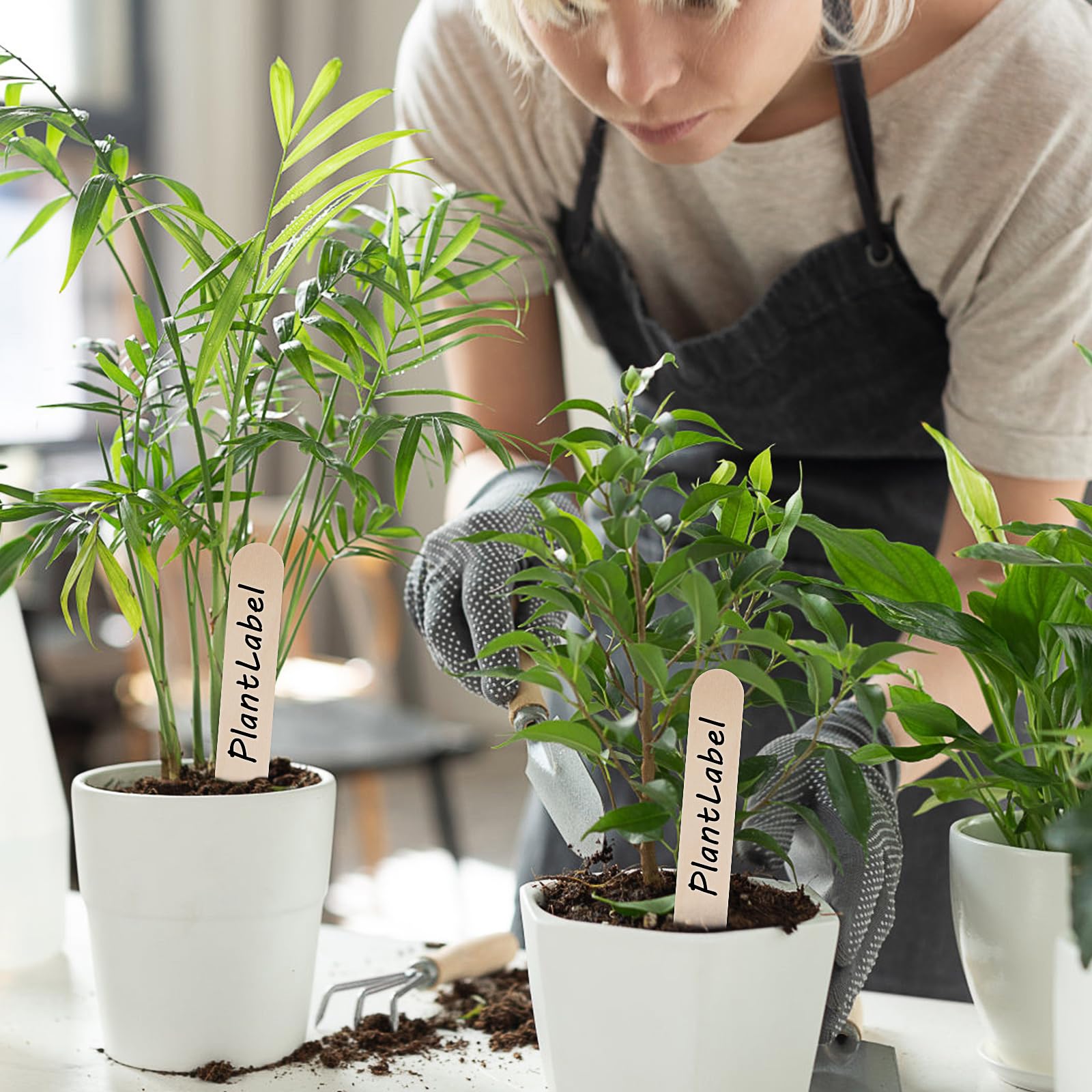 20 Stück Holz Pflanzenetiketten 5.8x9.9cm - T-Förmige Gartenmarker Mit Stift