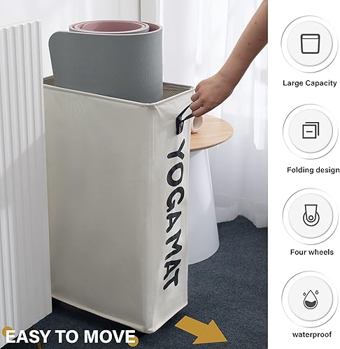 Miniatura 4 de Twira Estante de almacenamiento para esterillas de yoga, estante de almacenamiento para gimnasio en casa para rodillo de espuma, correa de yoga y