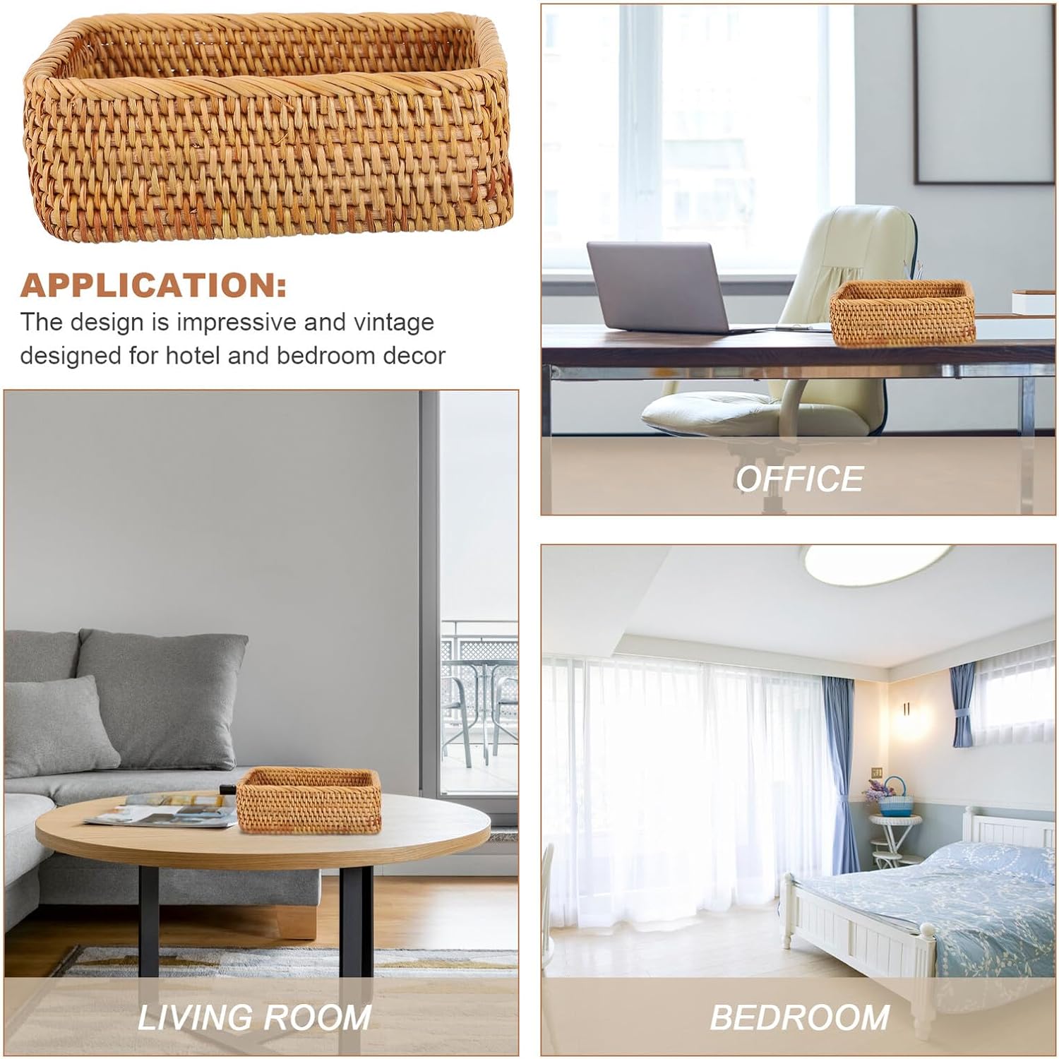 Hand-woven Rattan Storage Basket Small 20x14x7cm Decorative Desktop Sundries Organizer for Snacks and Household Supplies