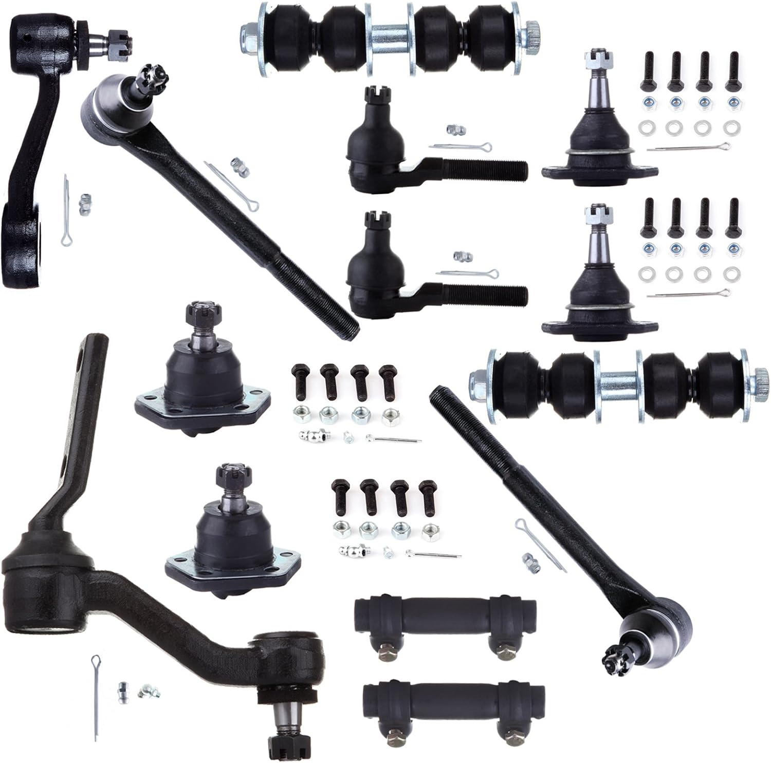 14pc Set Front Suspension Kit Idler Arm Inner Outer Tie Rod End Adjusting Sleeve Sway Bar End Link Lower Upper Ball Joint Pitman Arm Replacement for Chevy S10 Blazer for GMC Sonoma Jimmy