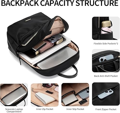 Miniatura 10 de GOLF SUPAGS Mochila para laptop para mujer, bolsa delgada para computadora, trabajo, viajes, universidad, mochila para portátil de 1415.6 pulgadas,