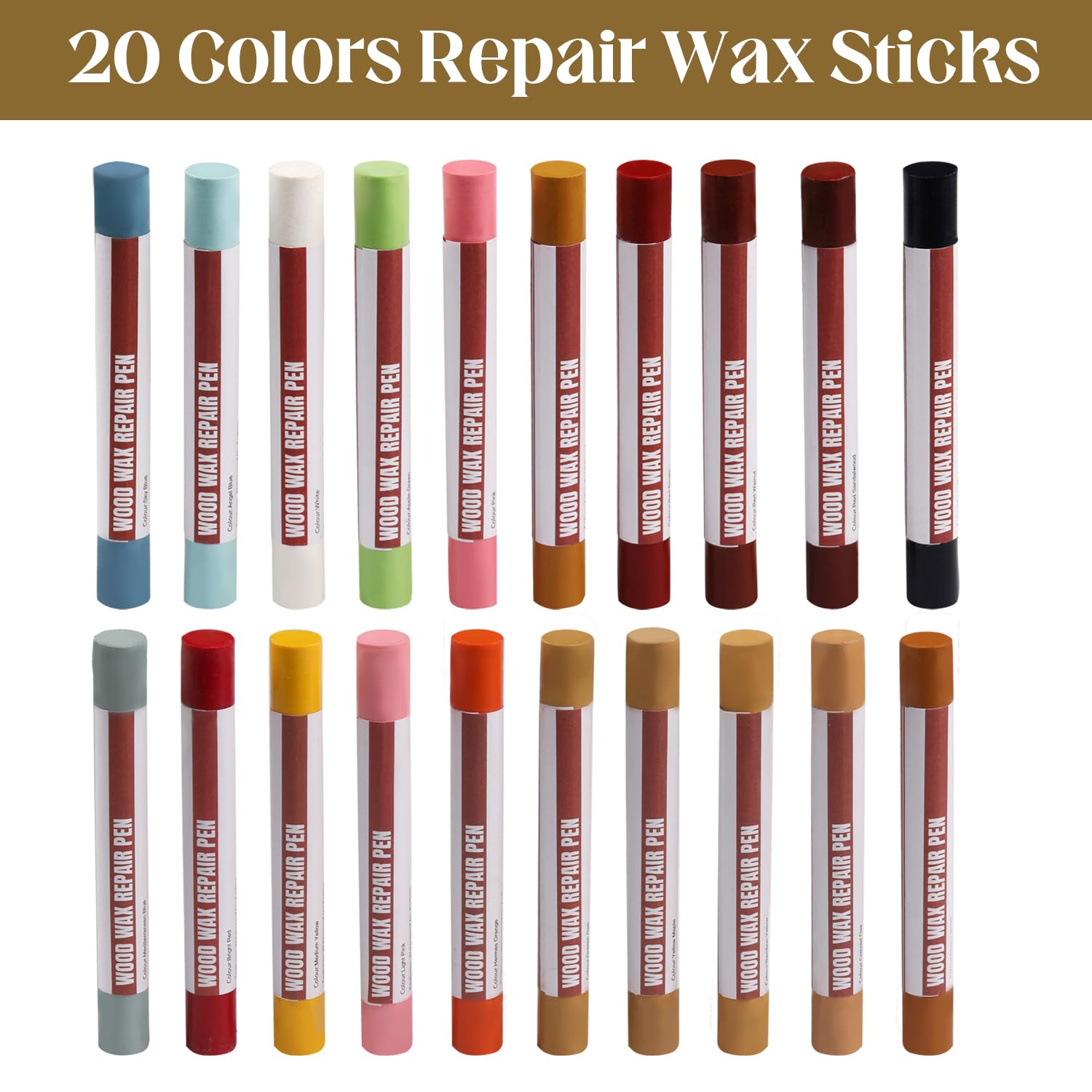 YIEMI Wood Filler Sticks 20 Colors Repair Wax Sticks Kit Furniture Touch Up Crayons for Repairing Scratches Holes Cracks Wood Floor Tables Cabinets Doors Hardwood(Color Series) - Image 3