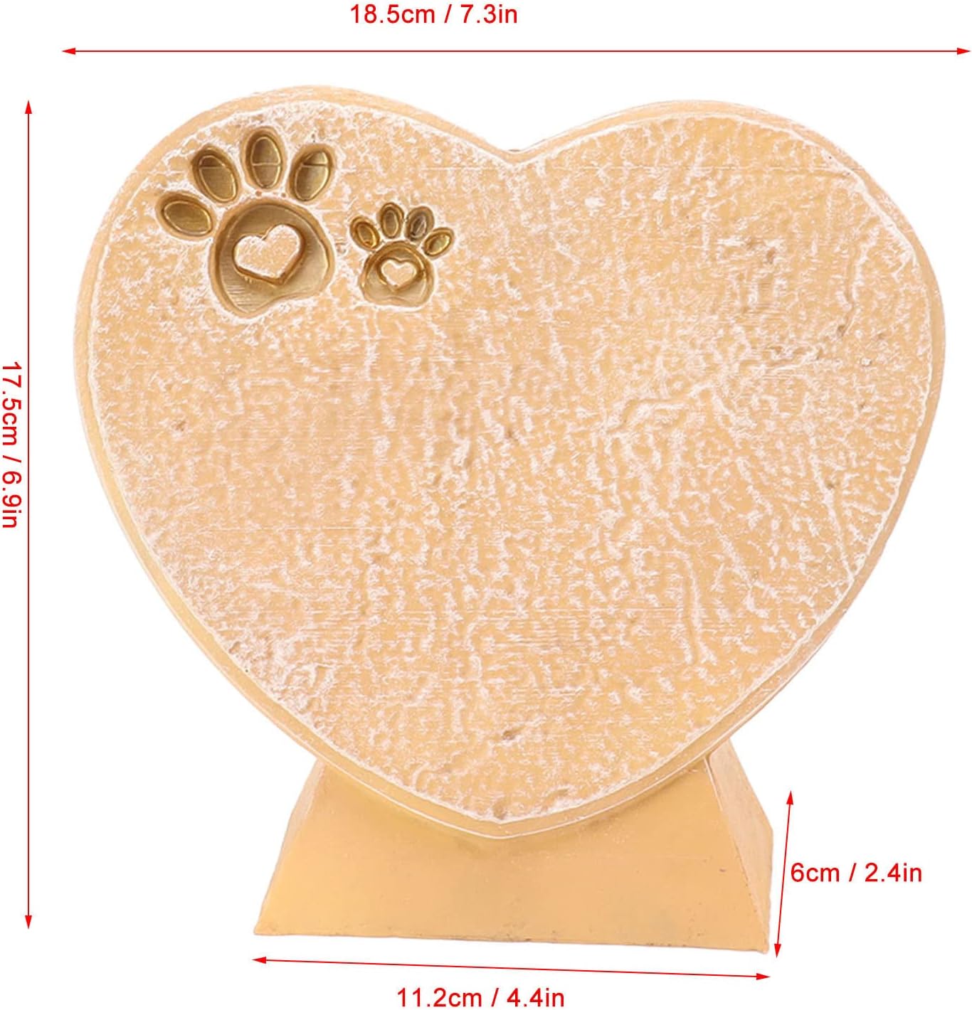 Dog Pet Memorial Stones, Standing Heart Shaped Resin Pet Dog Headstones Grave Markers, Cat Remembrance Ornament for Outdoor Courtyard (Sandy Yellow)