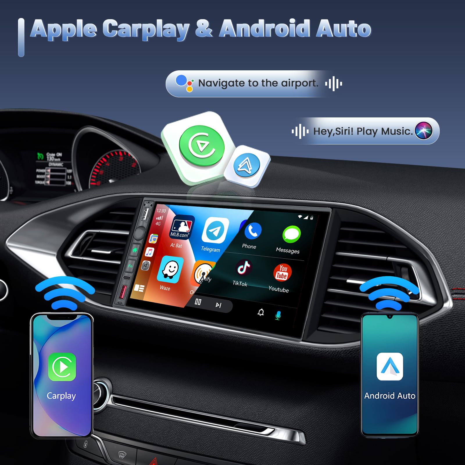 Inefala Autoradio Bluetooth 2 Din avec Voiture Android sans Fil 7 Pouces Écran Tactile Stéréo Voiture Prend en Charge Bluetooth Miroir Lien FM/RDS Radio USB Type-C eq avec Caméra Arrière