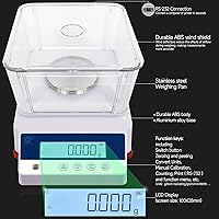 Vista 3 de 3.53 oz X 0.00 oz Escala digital precisa de gramos de laboratorio Balanza electrónica analítica de laboratorio Escala de miligramo de laboratorio