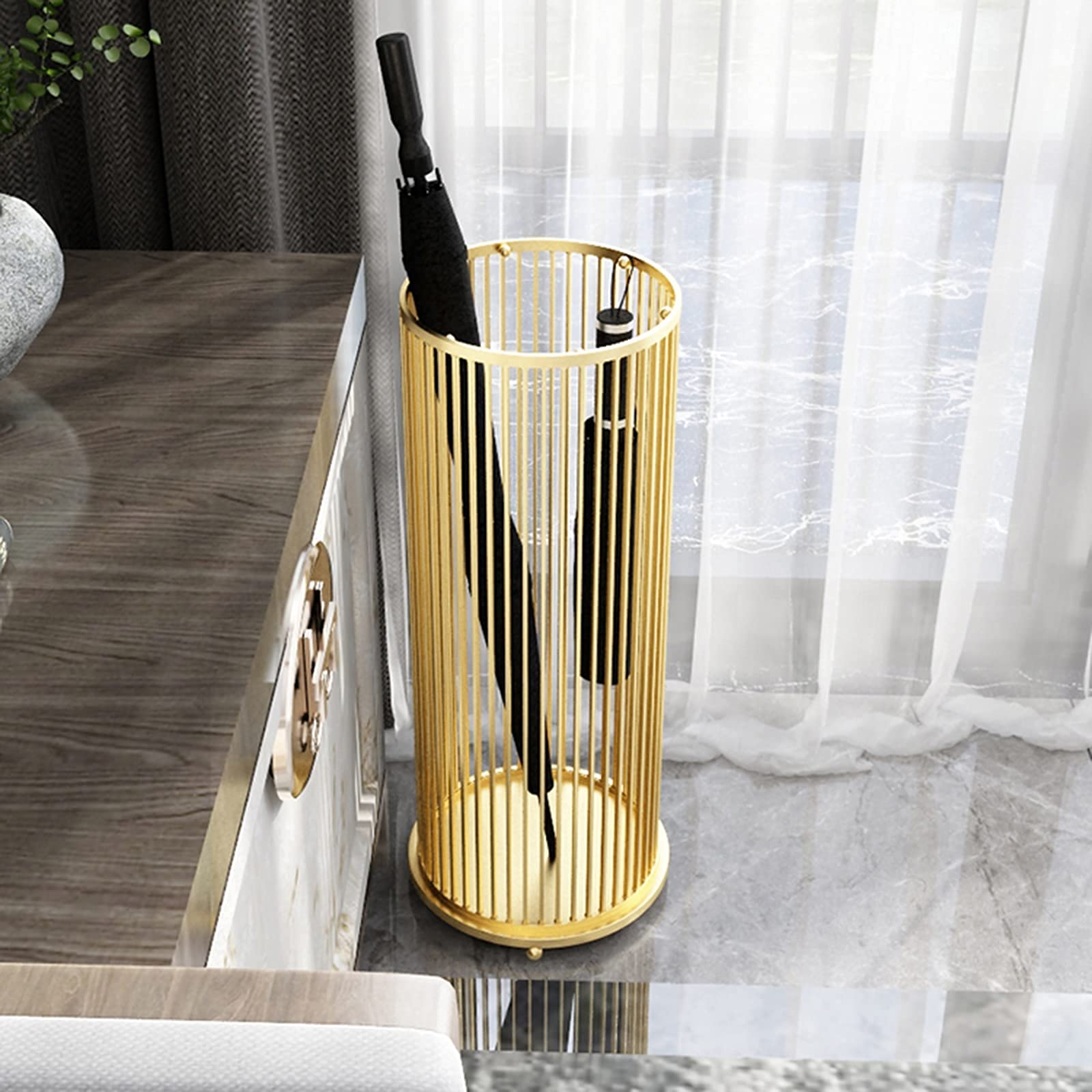 Moderne metalen paraplu standhouder voor thuiskantoor hal entree goud noir 24 x 58 cm