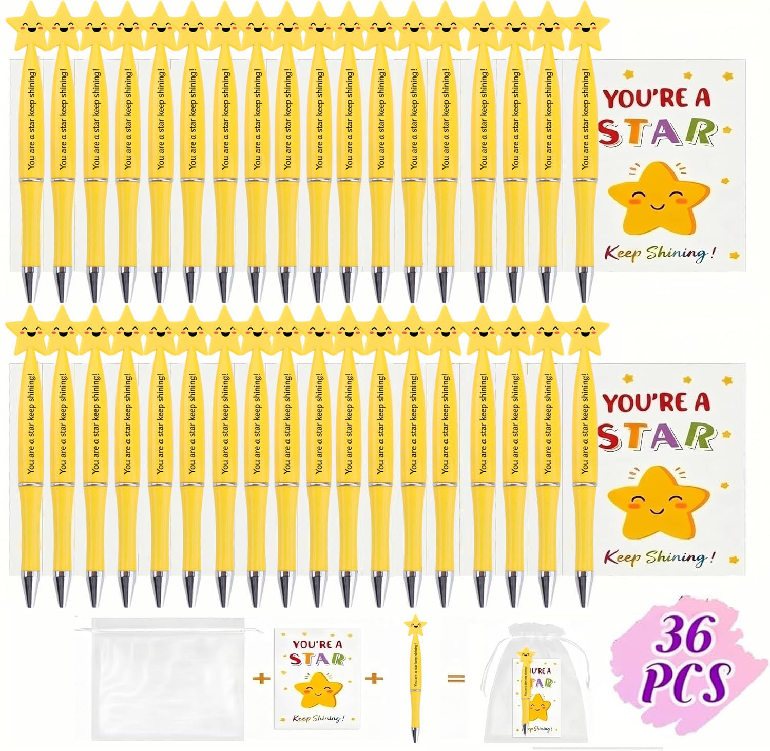 Kideerly End of Term Gifts for Children,36Pack End of Year Class Gifts for 30 Children Motivational Pen/Cards to Pupils/Gift Bags School Leavers Gift for Students From Teachers Christmas