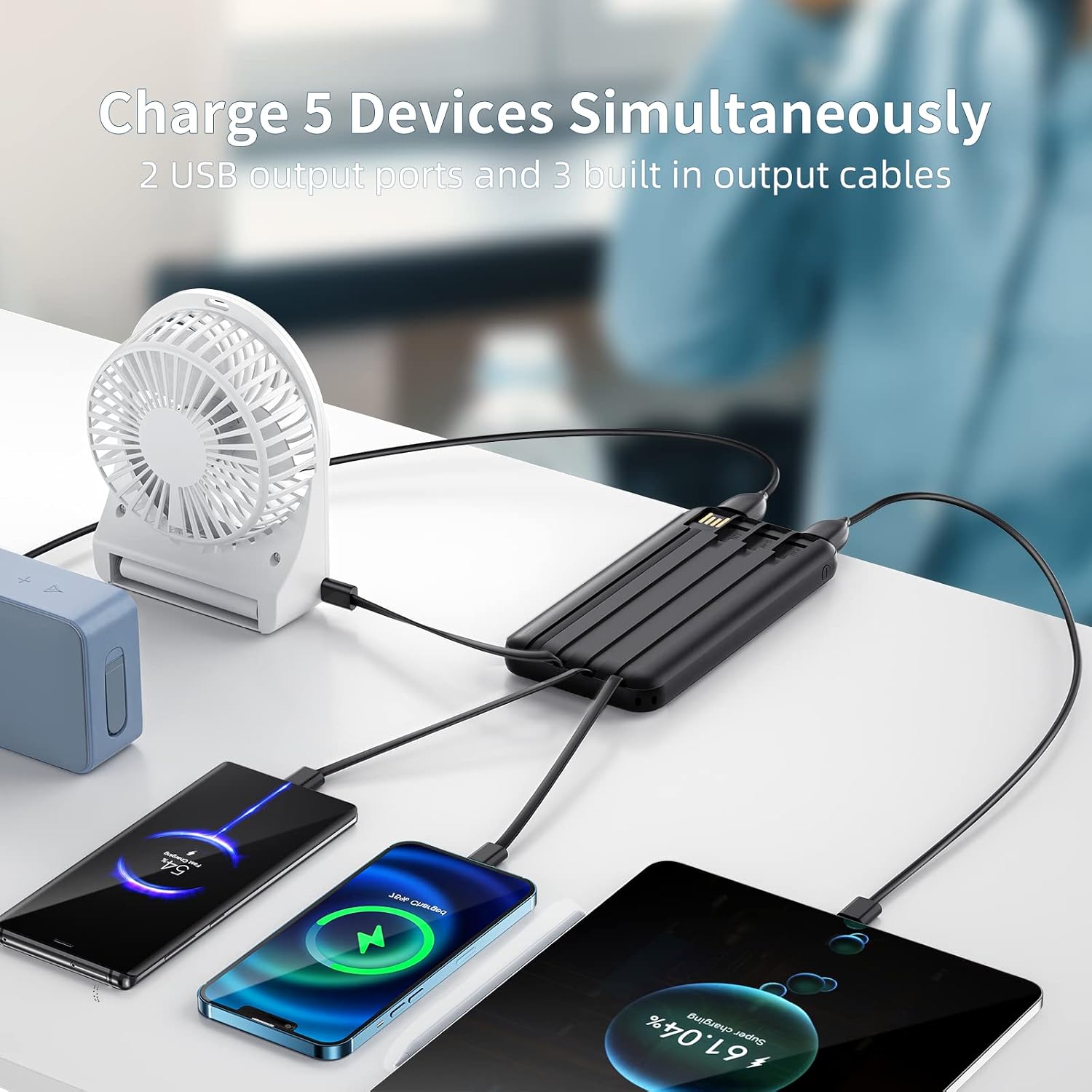 ANOUV Portable Charger charging multiple devices simultaneously