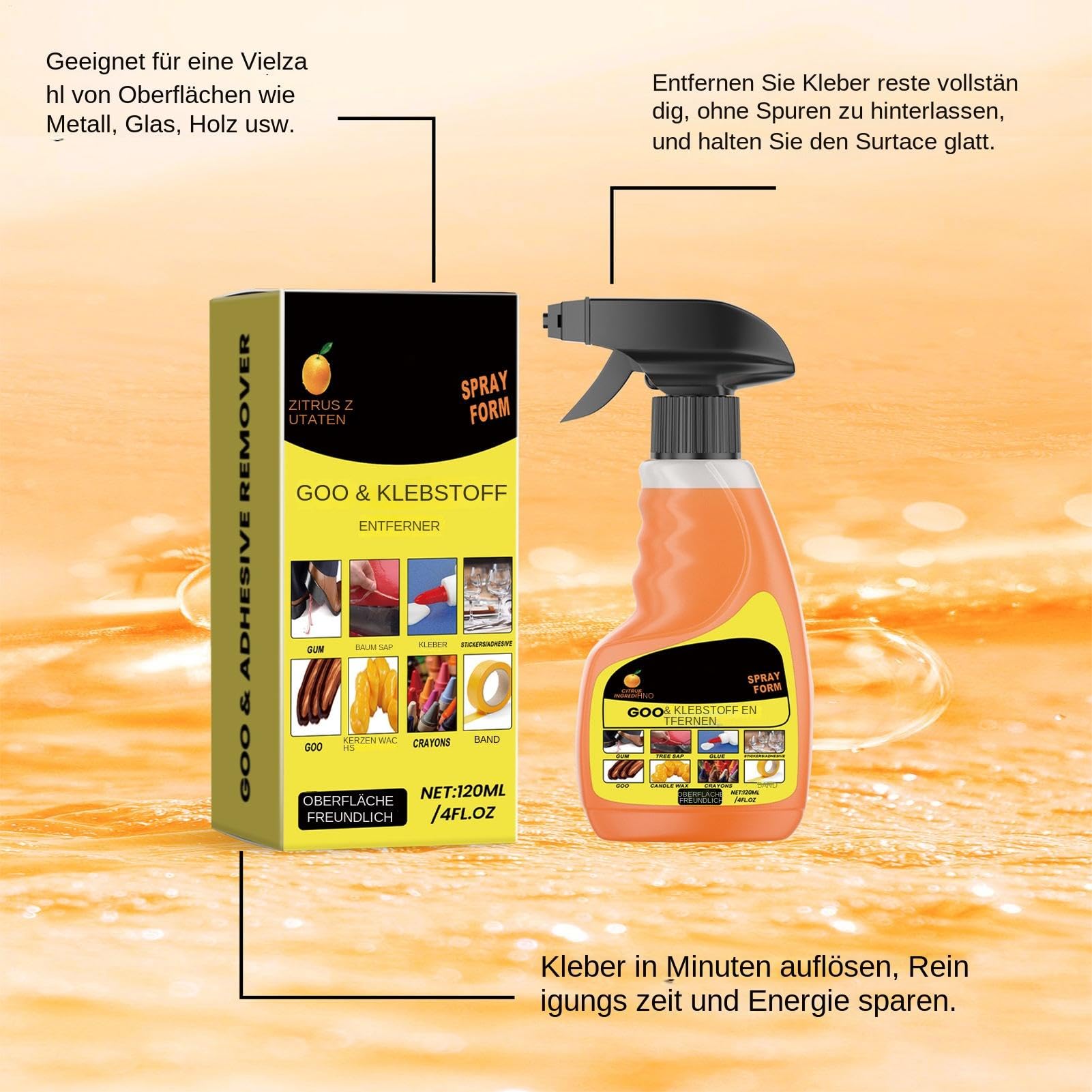Środek do usuwania kleju do samochodów | płynny środek do usuwania kleju | 120 ml, bezpieczny wielofunkcyjny środek do usuwania kleju do wnętrza samochodu, usuwa naklejki, etykiety, abz