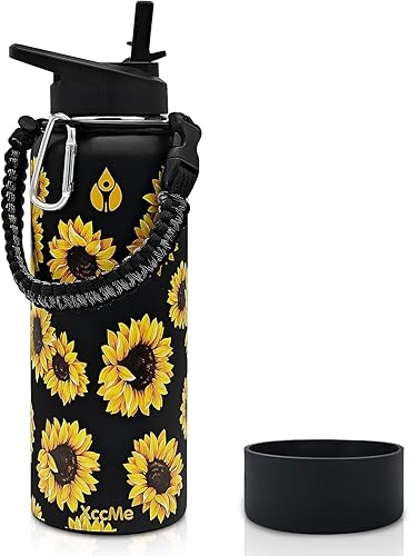 XccMe Botella de agua deportiva de girasol de 40 onzas, botella de agua aislada de doble pared, botellas de agua de acero inoxidable, botella de XccMe Botella de agua deportiva de girasol de 40 onzas, botella de agua aislada de doble pared, botellas de agua de acero inoxidable, botella de