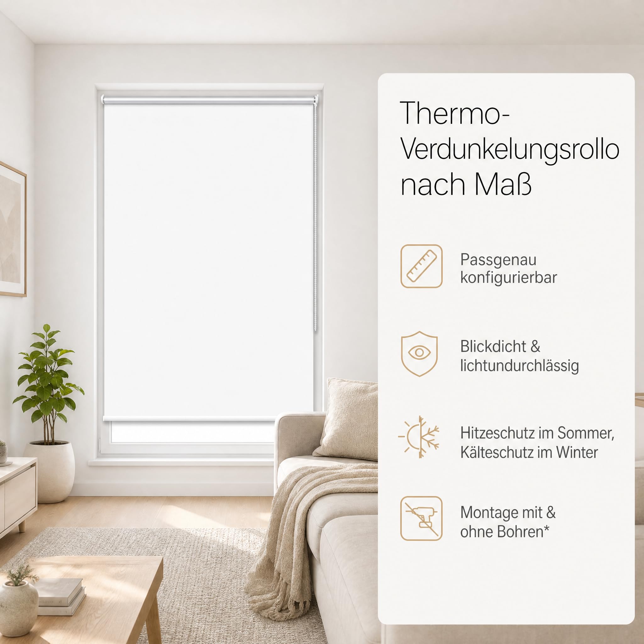 Thermorollo Maxi auf Maß, 32 mm Welle, mit und ohne Bohren | Stoffbreite bis 250 cm - Höhe bis 300 cm, Hier: bis 250 cm Breite & bis 150 cm Höhe - Farbe: Graublau (3017)