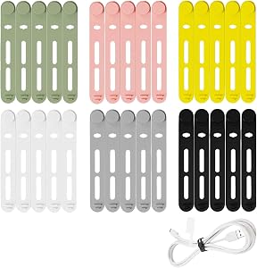 30 PCS Silicone Colour Cable Ties, Reusable Cable Straps, Cord Organizers Electronic Accessories for Storing Charging Line Earphones Audio Cables