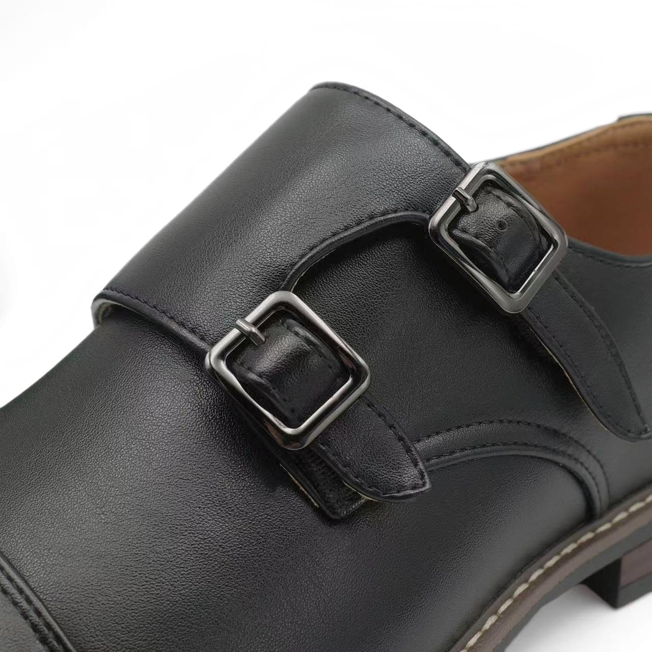 Finishing & Sewing Zapatos de vestir Oxford para hombre, puntera con doble correa de monje