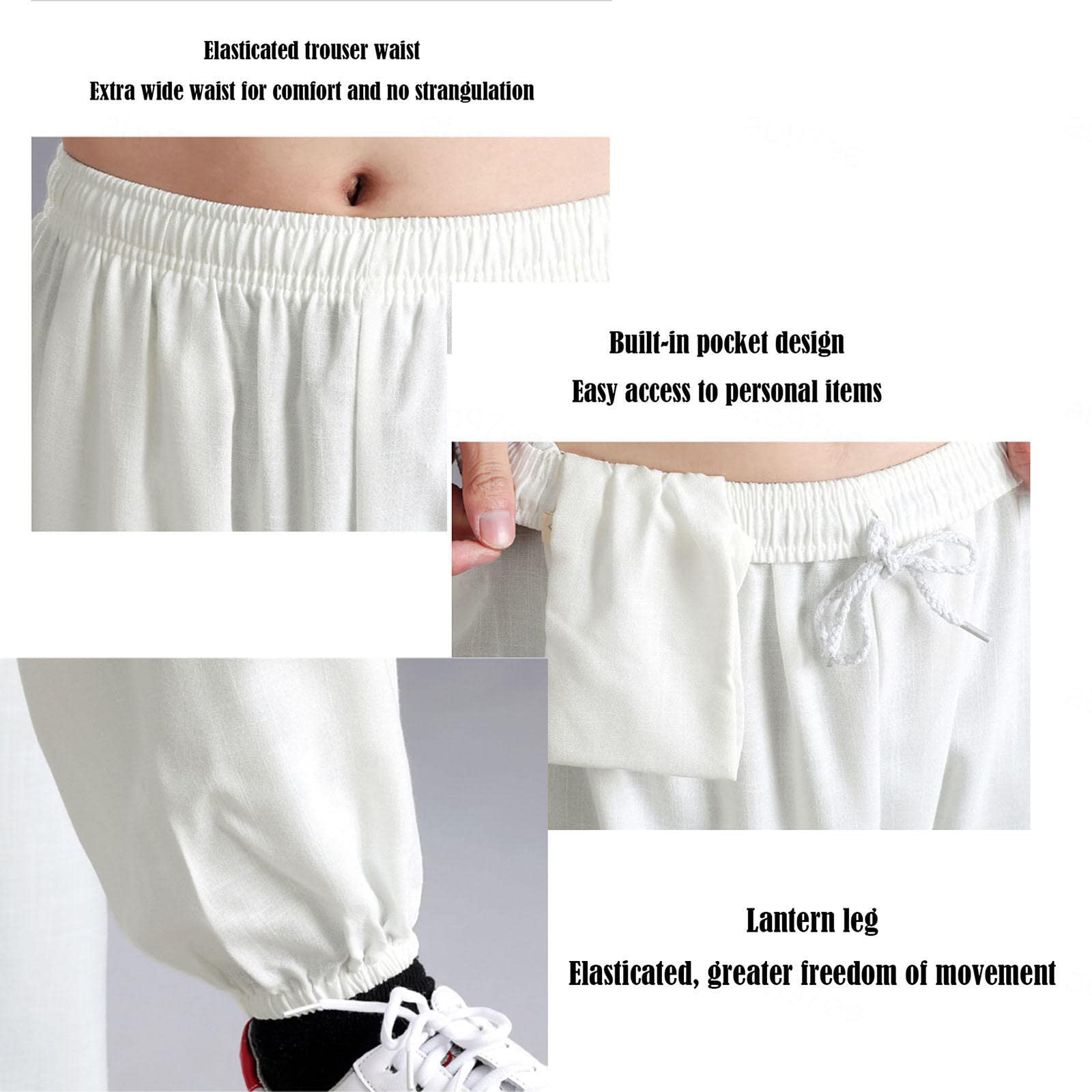 Cotone di Lino Kung Fu Tai Chi Pantaloni Wushu Arti Marziali Wing Chun Abbigliamento Pantaloni Allenamento