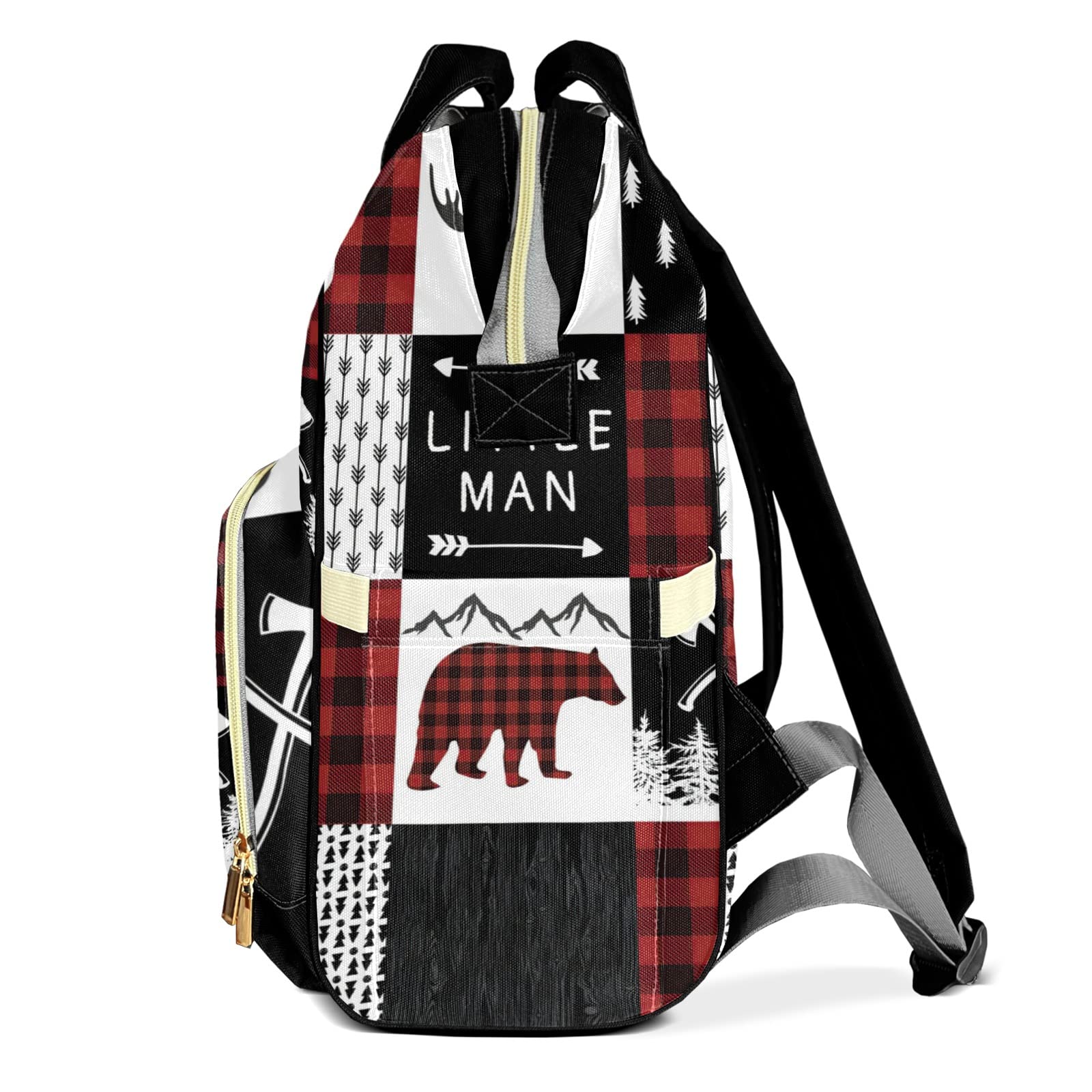 SunFancyCustom Buffalo Plaid Bear Cute Diaper Bag Baby Nappy Bag Daughter Multi-Function Custom Baby Bag Picnic Diaper Carrying Bag Unisex Gifts with Name