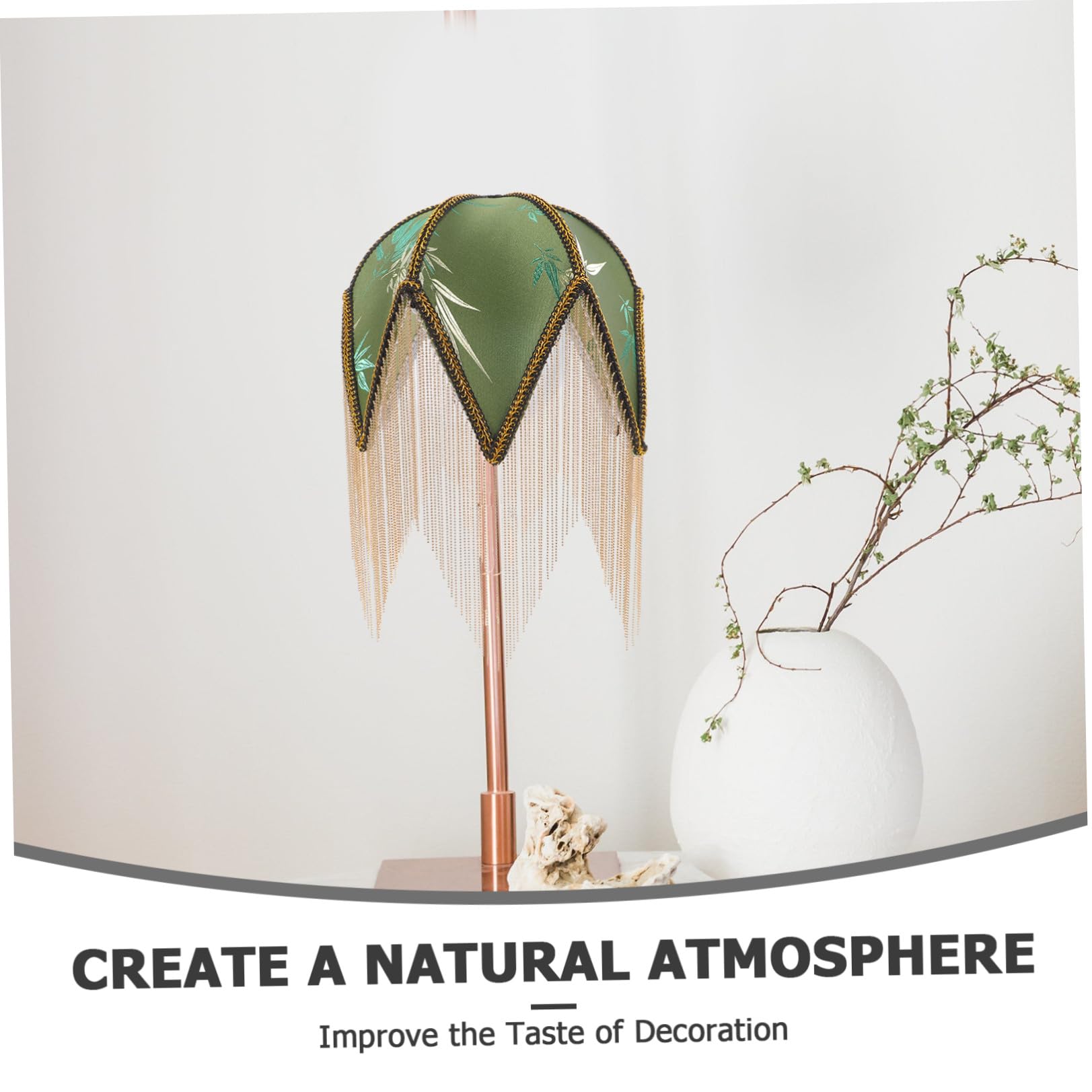 Paralume Verde con Motivo Foglia, Struttura in Ferro | Copertura Decorativa Delicata, Foro Centrale da 1cm, Uso Versatile su Tavolo e Camera