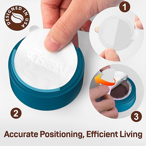 Vista 23 de Nessus Juego de 100 tapas de papel de aluminio originales de Vertuo reutilizables, [ALSeal EZ FIT] para cápsulas recargables Nespresso, compatibles