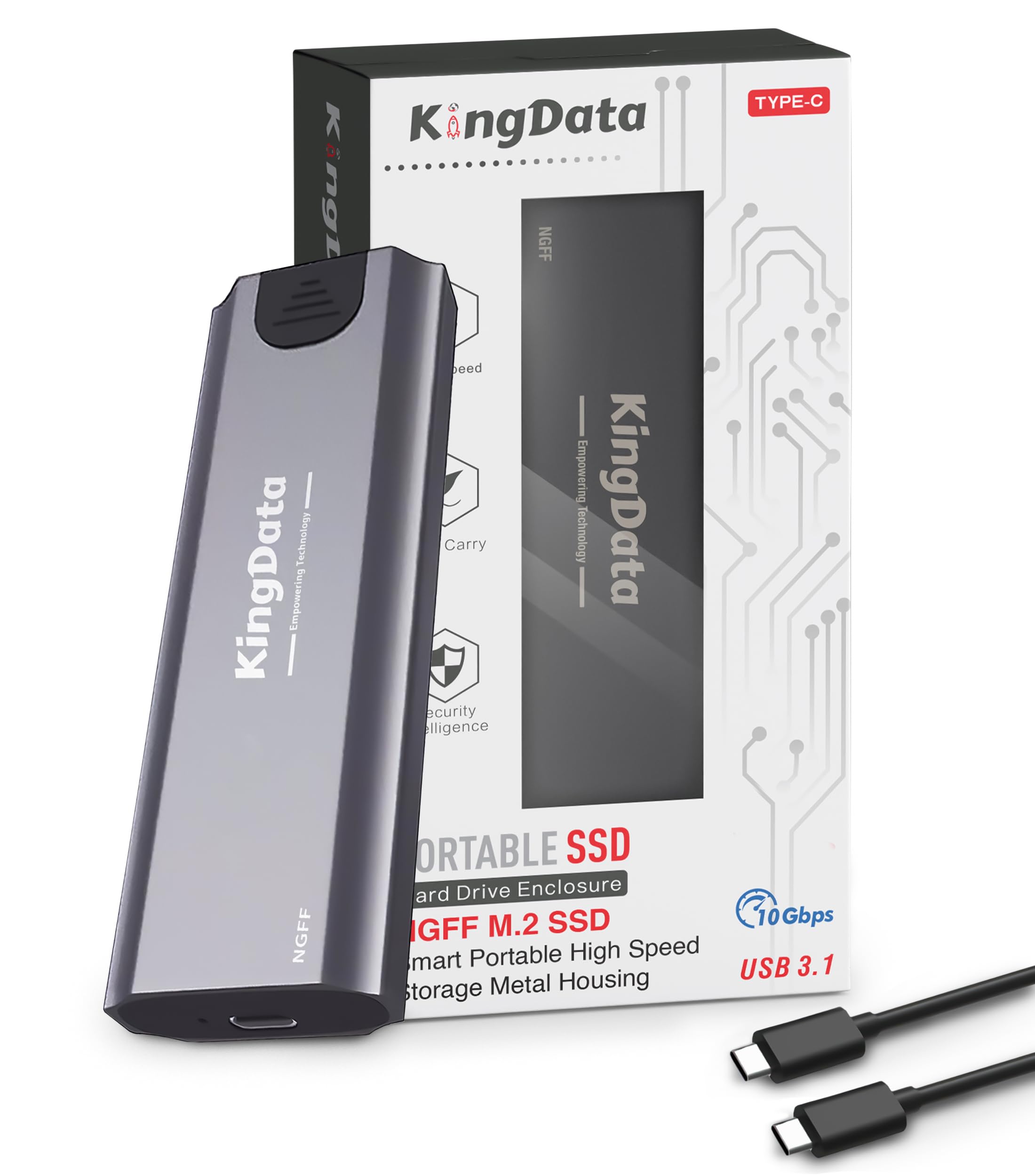 Aluminium M.2 NVMe SSD behuizing - USB 3.1 Gen 2 USB-C - RGB-verlichting - Grijs