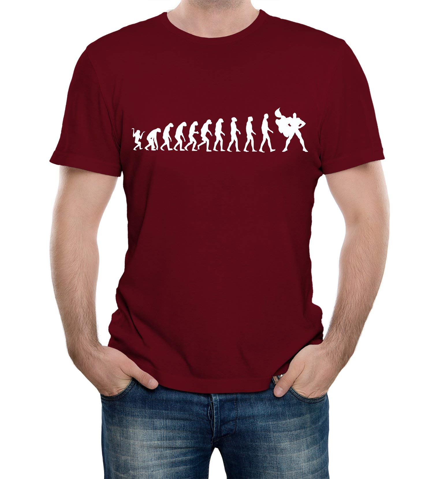 Reality Glitch Superhero Timeline Funny Novelty Comic Slogan Evolution T-Shirt Burgundy
