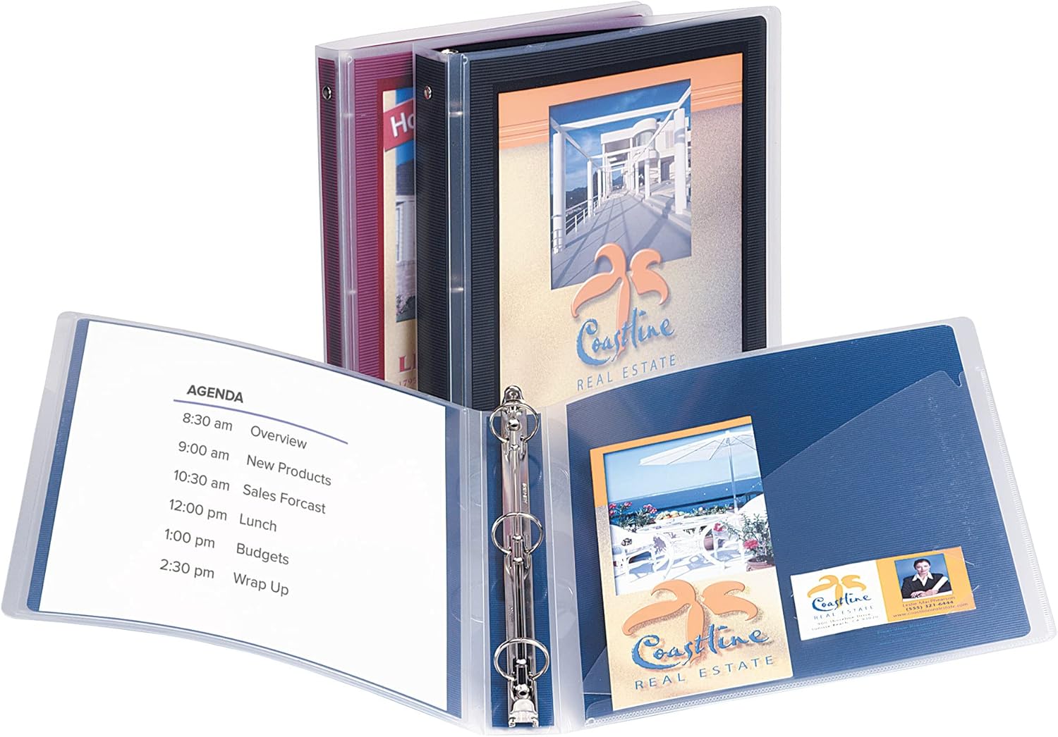 Avery Flexi-View 3 Ring Binder, 1 Inch Round Rings, 3 Black Binders (17686)