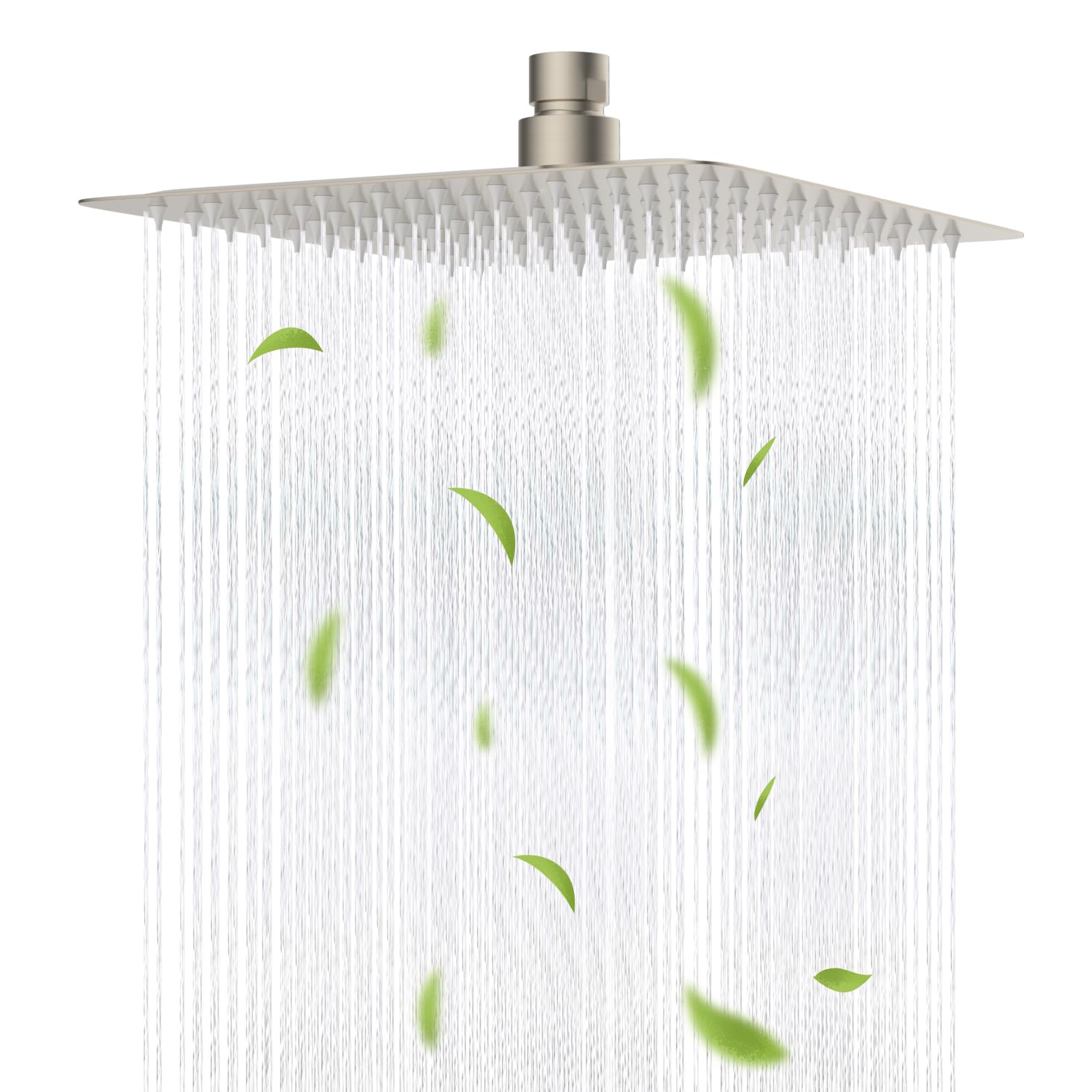 Hibbent Soffione doccia interamente in metallo, 25,4 x 22,9 cm, soffione doccia a pioggia in acciaio inox ad alta pressione, soffione a pioggia per bagno con design ultrasottile, giunto in ottone