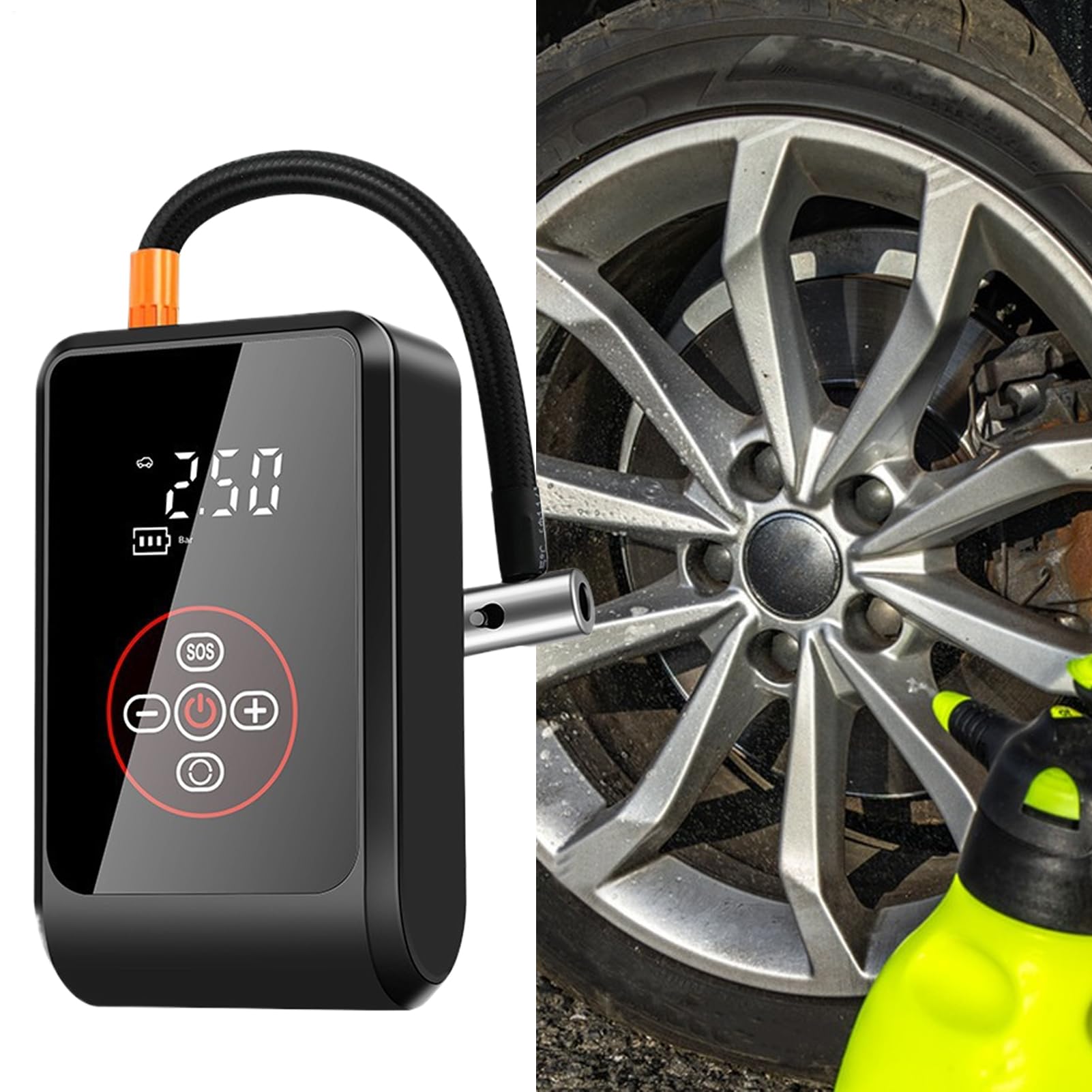 Compresseur d'air comprimé électrique et rechargeable avec écran LED et