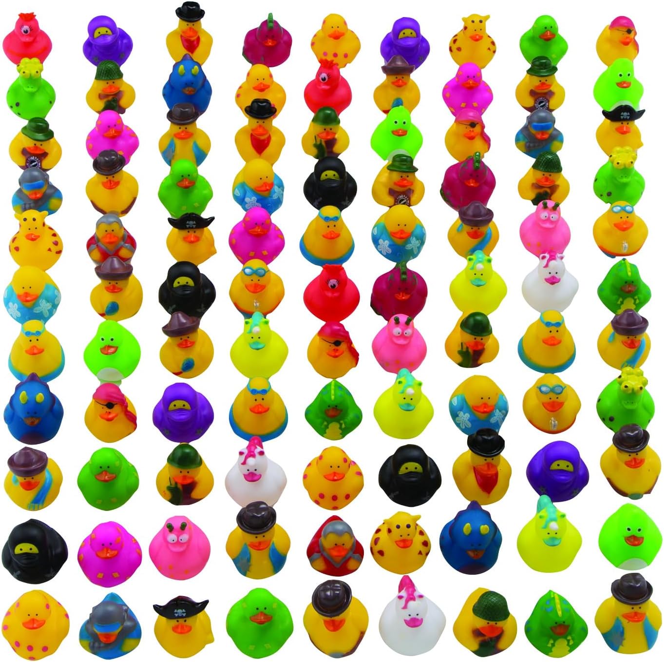 Mega Rubber Ducky Assortment | 100 Pieces | Duck themed Birthday Party Favors, Jeeps Ducking, Classrom Rewards, Gifts, Kid's Birthday, Christmas, Easter, Halloween, Vacation bible School, Carnivals