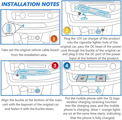 Miniatura 9 de Cargador inalámbrico para Toyota Highlander 2023 2022 2021 2020 Cargador de carga de coche, alfombrilla de carga inalámbrica de 15 W para Toyota
