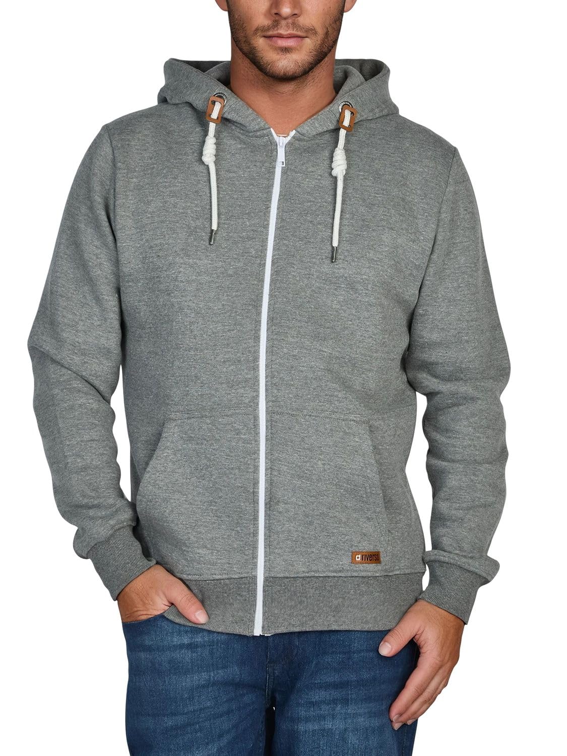 riverso Sweatjacke Herren mit Kapuze Reißverschluss Regular Fit RIVThilo Kapuzenjacke Grau 3XL, Größe:3XL, Farbe:Grey 2