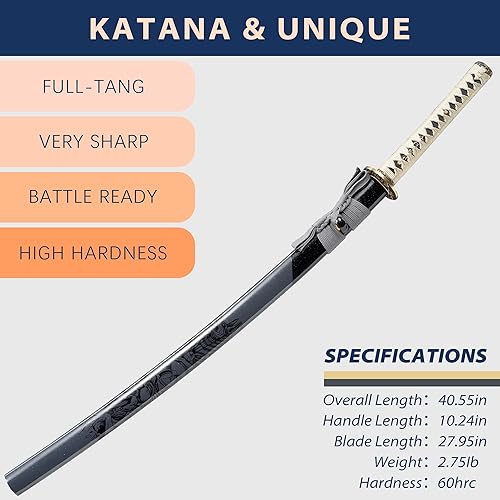 Miniatura 33 de entez Handcrafted Samurai Katana - Premium Damascus/T10 Clay Tempered Blades - Sharp Functional Japanese Swords Acero T10