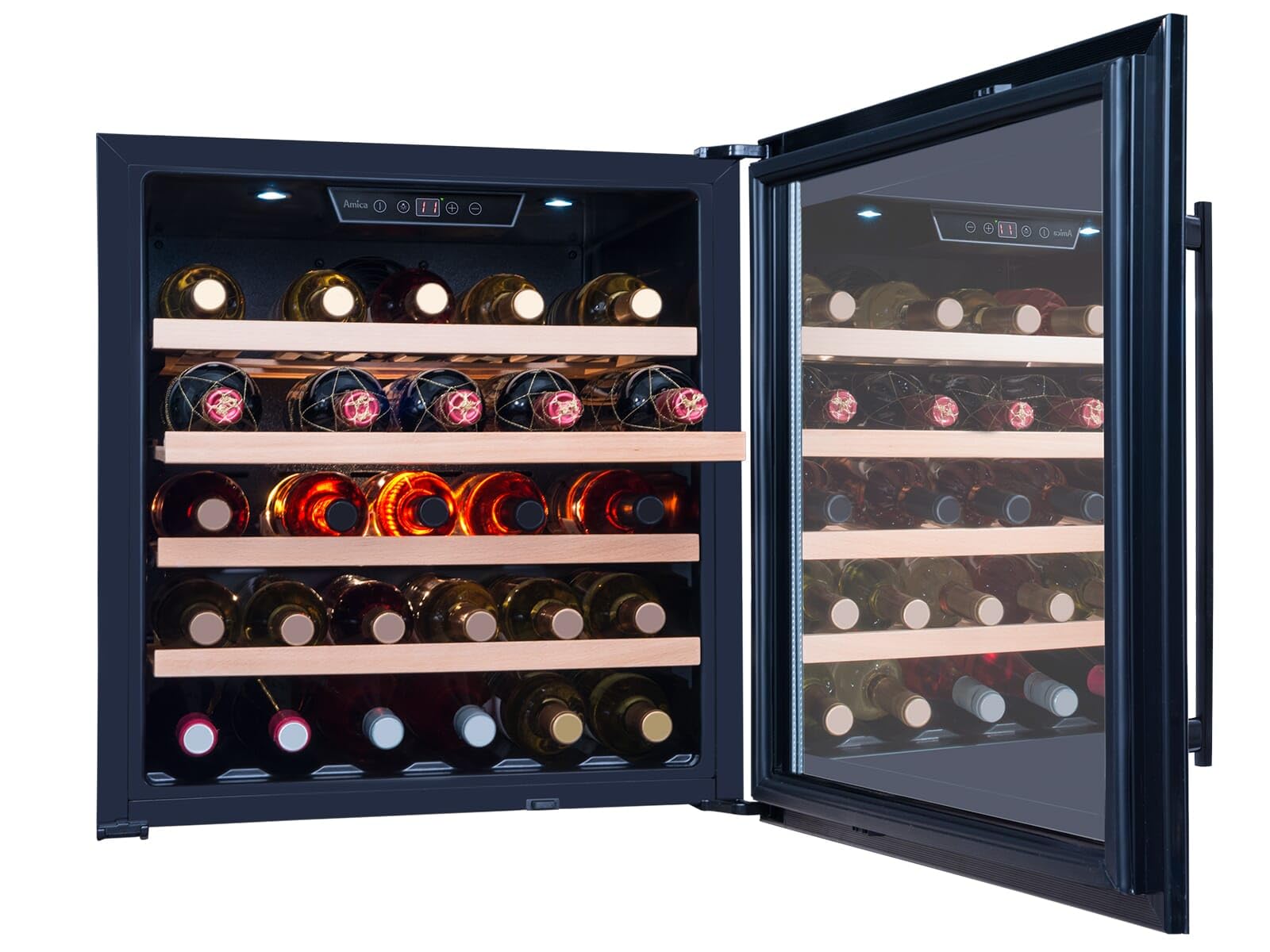 Amica WK 341 210 S Einbau-Weinkühlschrank/Weintemperierschrank/schwarz/max. 40 Bordeauxflaschen/VinoOptima System™