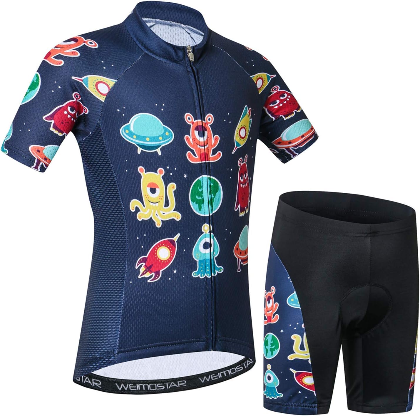 Cycling Jersey Set Kids,Bike Short Sleeve T-Shirt Boys Girls Cartoon Tops Quick-Dry S-XXL