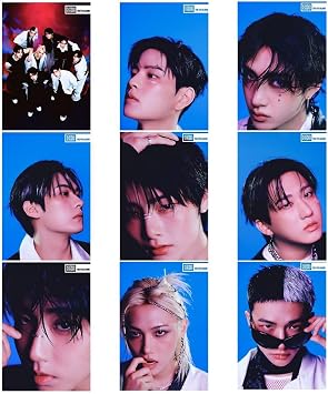 STRAY-KIDS Posters,9PCS STRAY-KIDS Poster Wall Painting Postable Photos for Birthday Party Home DecorationBlue