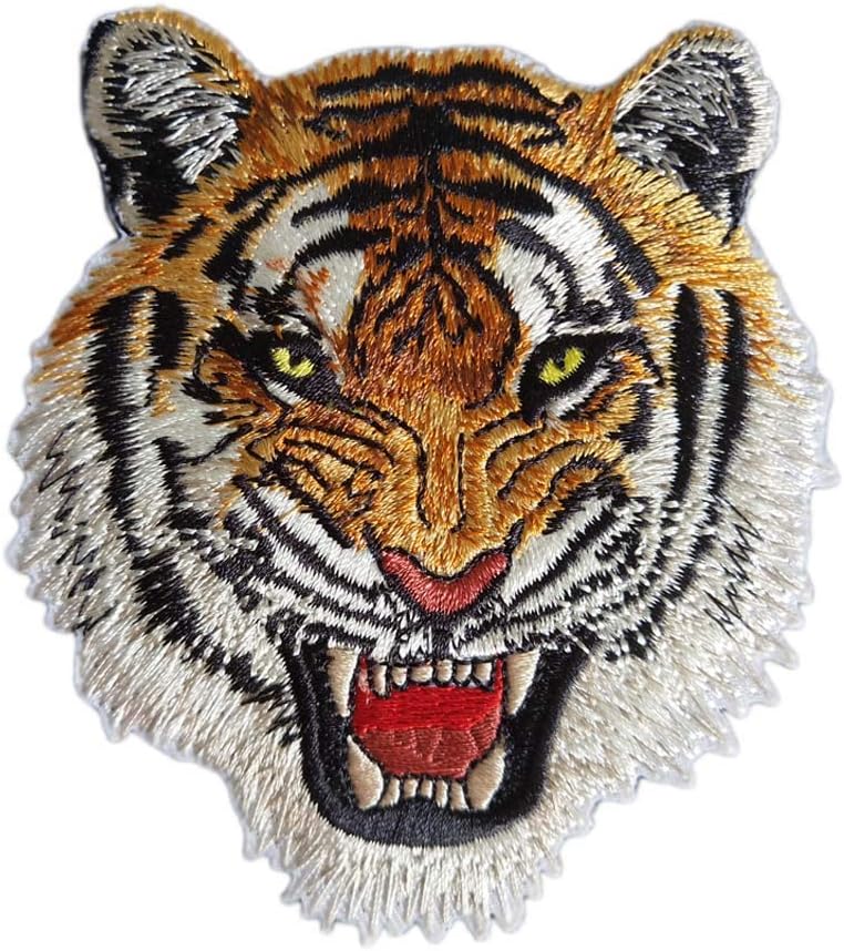 Lorigun 2Pcs DIY Tiger Iron-On Patch Embroidered Appliques Clothes Patches Clothes Sewing Embroidery Process