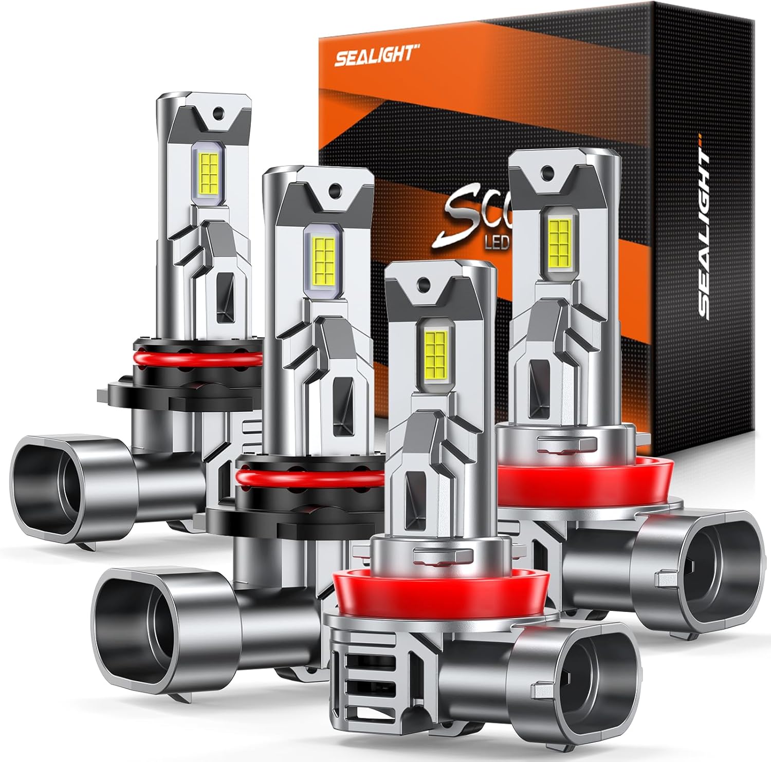 SEALIGHT 9005 H11 LED Bulb Combo, 80000LM, 800% More Light, High-Performance Fog and Off-Road Lights, 9005/HB3 H11/H9/H8 Fog Light, Pack of 4