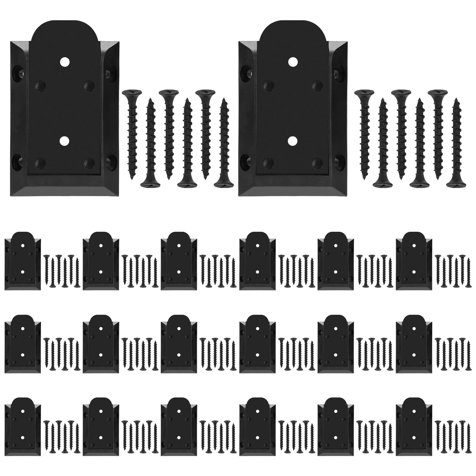 Eapele 20pcs Deck Railing Brackets Connectors, 2x4 Brackets for Railing Wood Post with 120pcs Wood Screws
