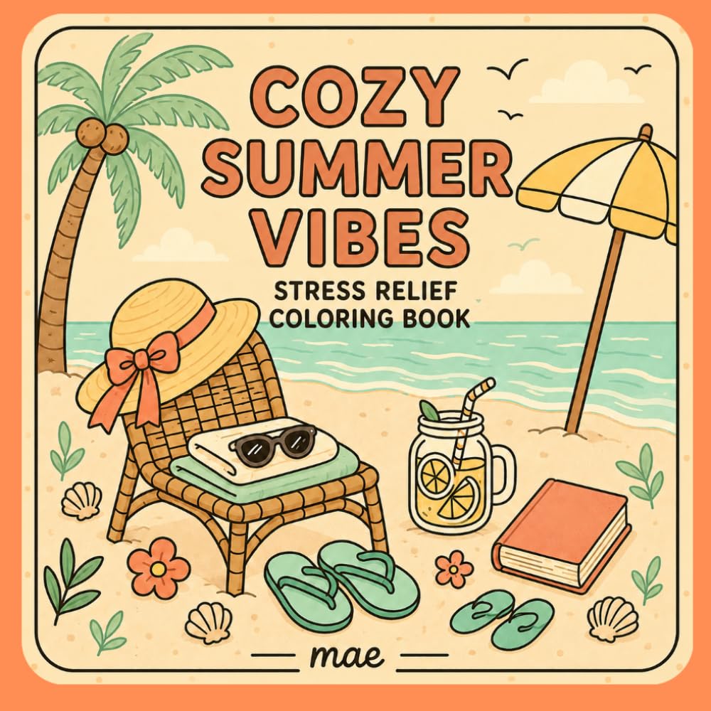 Stress Relief: Coloring Book featuring cosy summer vibes