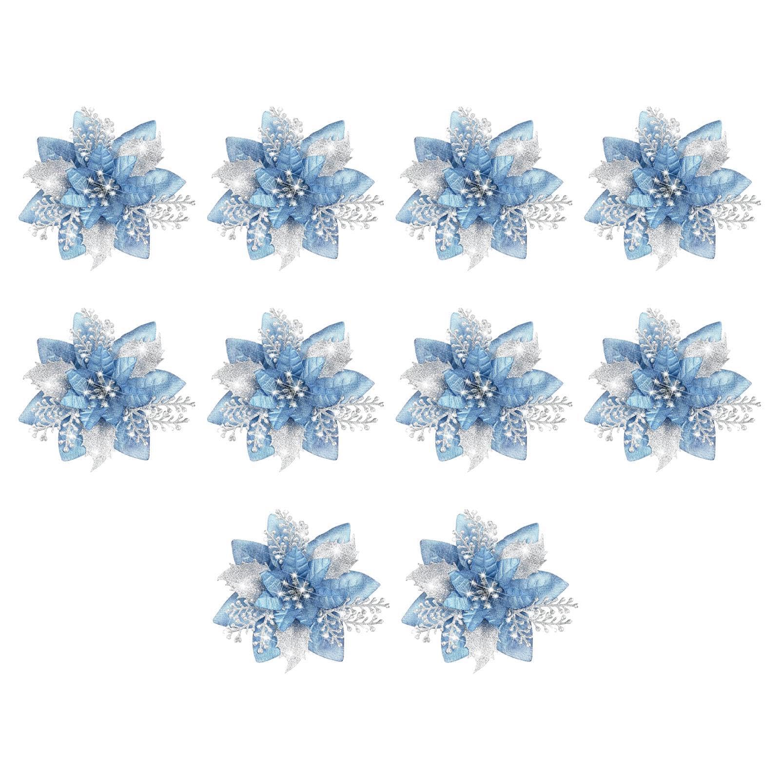 TUXCAXI 10pack/lot Eye-catching Artificial Flower Wreath For Festive Home Decoration Artificial Xmas Flower Restaurant Wedding, Light Blue, 14.5cm