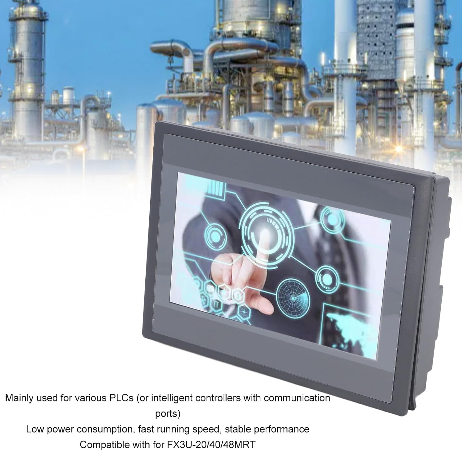PLC Touch Screen 7 Inch TFT LCD 12 Inputs 8 Outputs HMI Display Panel Simple Installation for FX3U 20 40 48MRT