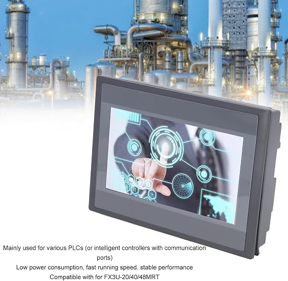 PLC Touch Screen, ABS HMI TFT LCD Screen, 12 Inputs 8 Outputs HMI Display Panel, 7 Inch Resistive Touch Panel for Industrial