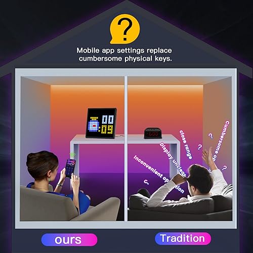 Miniatura 6 de Rayhome Reloj de día digital con pantalla grande, reloj inteligente LED preciso con recordatorio de eventos, fecha, 1224 horas, modo de sueño,